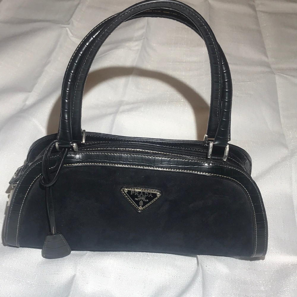 Prada Suede and Croc Mini Handbag (Authentic)